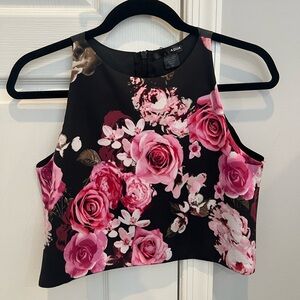 Floral and black Aqua crop top